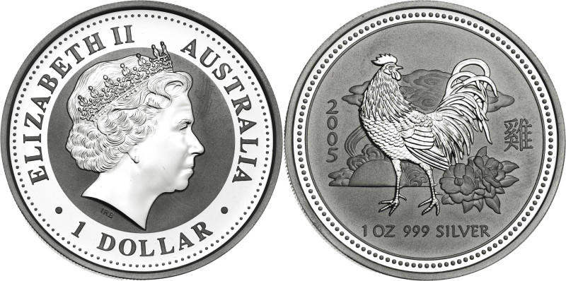 Australia. 2005. Isabel II. 1 dólar. (KM. 695). Año del gallo. AG. 31,72 g. Proo...
