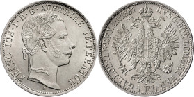 Austria. 1861. Francisco José I. A (Viena). 1 florín. (KM. 2219). AG. 12,32 g. EBC+.
