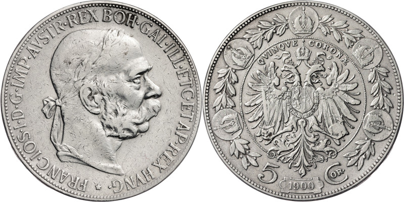 Austria. 1900. Francisco José I. 5 coronas. (KM. 2807). AG. 23,93 g. MBC.