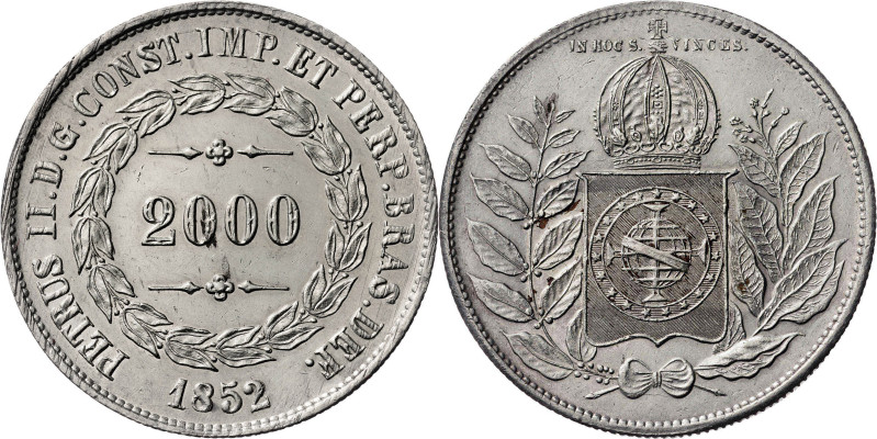 Brasil. 1852. Pedro II. 2000 reis. (KM. 462). AG. 25,48 g. MBC+.