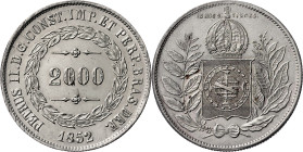 Brasil. 1852. Pedro II. 2000 reis. (KM. 462). AG. 25,48 g. MBC+.