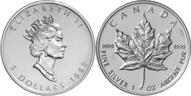 Canadá. 1995. Isabel II. 5 dólares. (KM. 187). AG. S/C.