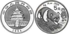 China. 1994. 5 yuan. (KM. 621). AG. 15,58 g. Proof.