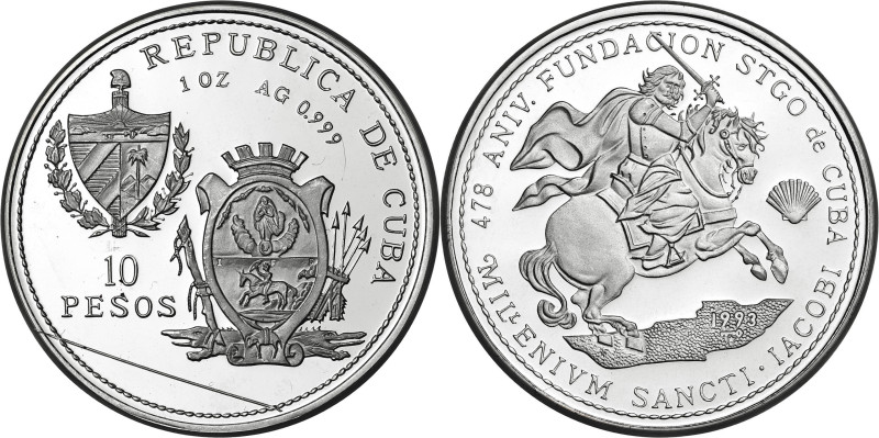Cuba. 1993. 10 pesos. (KM. 399). Acuñación de 5000 ejemplares. AG. 31,02 g. Proo...