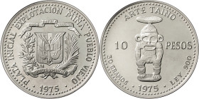 República Dominicana. 1975. 10 pesos. (KM. 38). Acuñación de 5000 ejemplares. AG. 30 g. Proof.