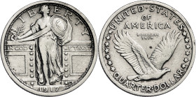 Estados Unidos. 1917. Filadelfia. 1/4 de dólar. (KM. 141). AG. 6,22 g. MBC.