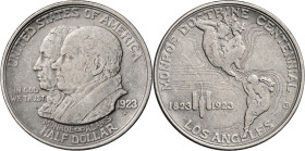 Estados Unidos. 1923. S (San Francisco). 1/2 dólar. (KM. 153). Centenario de la Doctrina Monroe. Escasa. AG. MBC-.