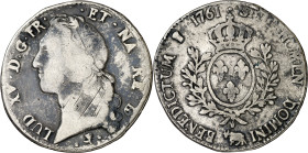 Francia. 1761. Luis XV. Pau. 1 ecu. (KM. 518). Manchitas. Escasa. AG. 28,52 g. BC/BC+.