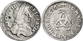 Gran Bretaña. 1679. Carlos II. 3 peniques. (KM. 433). Alabeada. AG. 1,44 g. (MBC-).