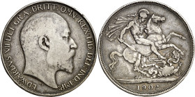 Gran Bretaña. 1902. Eduardo VII. 1 corona. (KM. 803). AG. 27,96 g. BC+/MBC-.