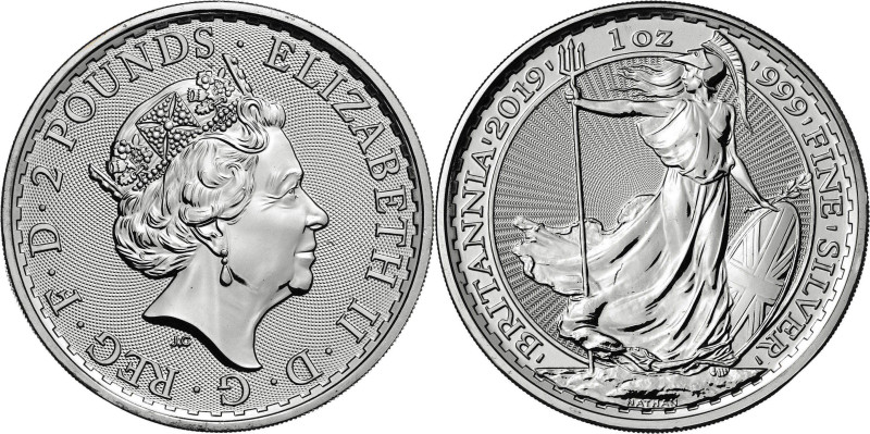 Gran Bretaña. 2019. Isabel II. 2 libras. AG. 31,16 g. S/C.