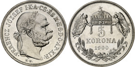 Hungría. 1900. Francisco José I. KB (Kremnitz). 5 coronas. (KM. 488). AG. 24,29 g. S/C-.