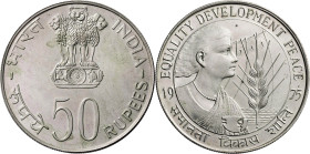 India. 1975. 50 rupias. (KM. 256). Año de la Mujer. 35,06 g. S/C-.