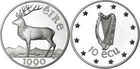 Irlanda. 1990. 10 ecu. (KM.UWC. 2). Reunión de la CEE en Dublín. AG. 27,84 g. Proof.