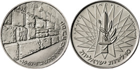Israel. JE 5727/1967. 10 lirot. (KM. 49). Conmemoración de la Victoria. AG. 25,93 g. S/C.
