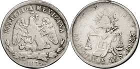 México. 1879. II República. Zs (Zacatecas). 50 centavos. (KM. 407.8). AG. 13,12 g. BC.