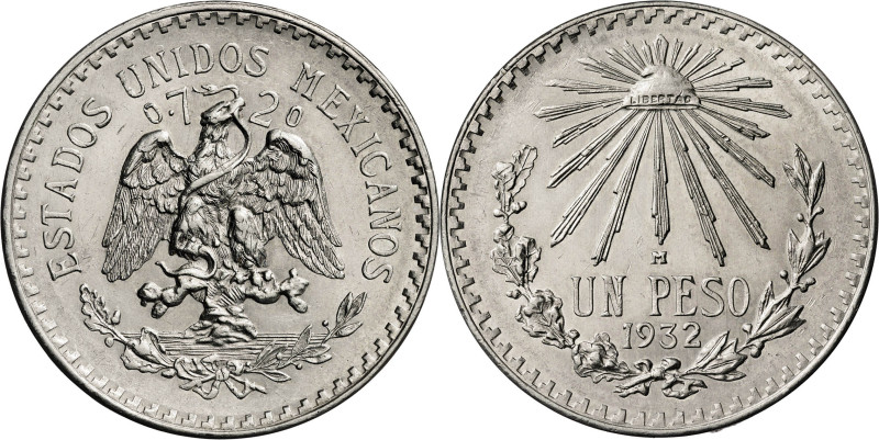 México. 1932. M (México). 1 peso. (KM. 455). AG. 16,57 g. EBC+.