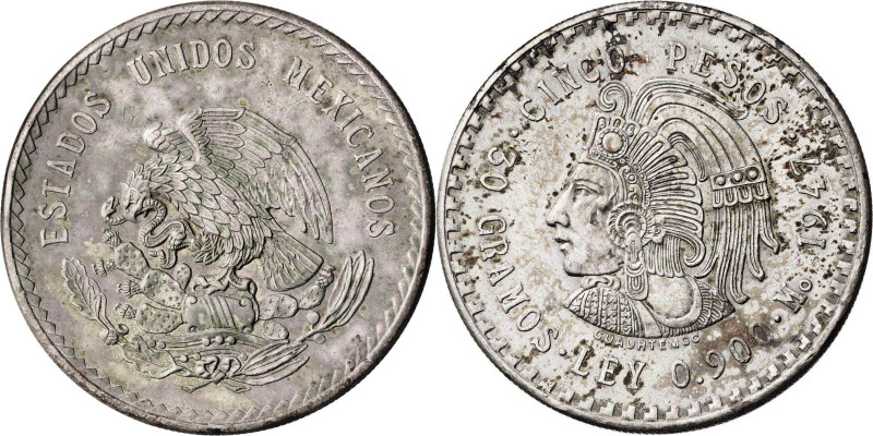 México. 1947. 5 pesos. (KM. 465). Manchitas. AG. 30,09 g. EBC.