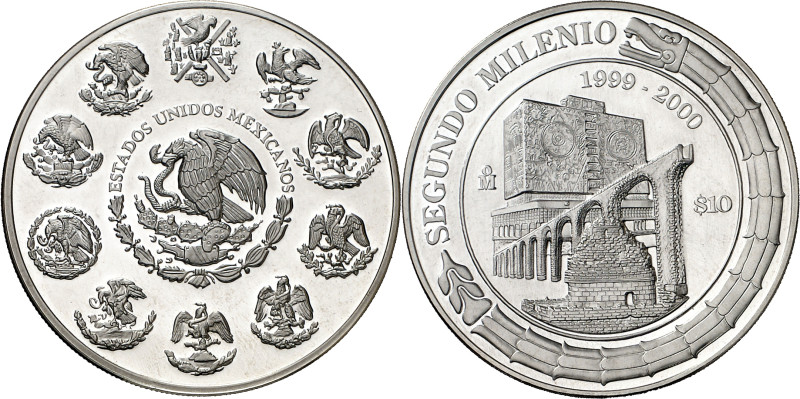 México. 2000. 10 pesos. (KM. 633). Serie Milenio. AG. 62,20 g. Proof.