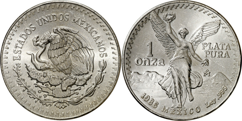 México. 1986. 1 onza troy. (KM. 494.1). AG. 31,05 g. S/C-.