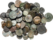 Lote de 89 bronces de cecas del sur de la península, variedad de valores, tipos y cecas. Imprescindible examinar. BC/MBC+.
