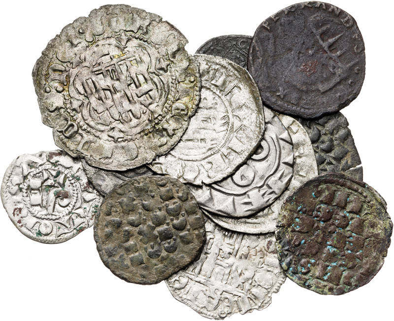 Lote de 11 monedas medievales. A examinar. BC/MBC-.