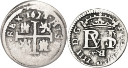 1621 y 1652. Felipe III y IV. Segovia. 1/2 real. Lote de 2 monedas. Escasas. BC+/MBC-.