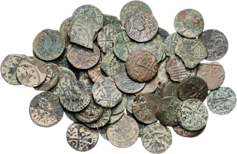 Guerra dels Segadors. 1 diner. Lote de 65 monedas de Agramunt, Barcelona, Olot, ...