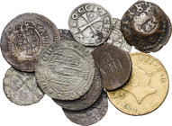 Lote de 11 monedas de vellón y cobre. A examinar. BC+/MBC-.