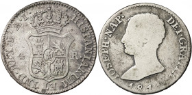 1810 y 1811. José Napoleón. Madrid. AI. 4 reales. Lote de 2 monedas. BC/MBC-.