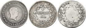 1821. Fernando VII. Madrid. SR. 10 reales. Lote de 3 monedas, tipo "cabezón". BC-/MBC-.