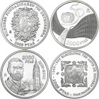 1995 a 2001. Juan Carlos I. 2000 pesetas. Lote de 4 monedas conmemorativas. Todas diferentes. A examinar. S/C-/S/C.
