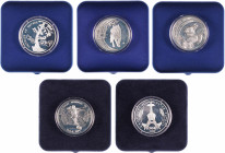 Andorra. 1992 a 1998. 10 diners. Lote de 5 estuches oficiales diferentes, con certificado, sobre la naturaleza y Mundiales de Fútbol. A examinar. AG. ...