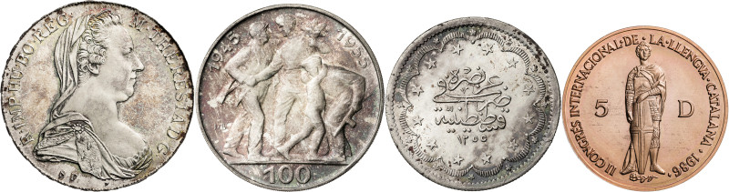 Lote de 3 monedas en plata tamaño duro, modernas y 5 diners de Andorra 1986. EBC...