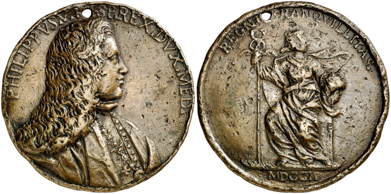 1701. Felipe V. Milán. Proclamación. (MHE. 113, mismo ejemplar). Grabador: G. Vi...
