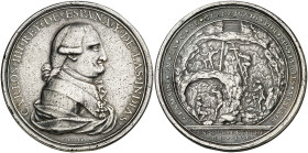 1790. Carlos IV. Guanajuato. Los Mineros. Proclamación. (Ha. 144) (Medina 166) (RAH. 407-408 var. metal) (Ruiz Trapero 247) (V. 128) (V.Q. 13188). Gra...