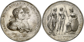 1802. Carlos IV. Viaje de los reyes a Barcelona. (RAH. 446) (Ruiz Trapero 307-308) (V. 193) (V.Q. 14161). Grabador: Sellent. Leves golpecitos. Parte d...