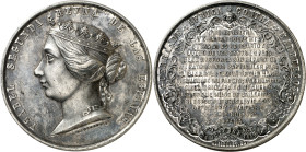 1859. Isabel II. Guerra de África - Cesión de las joyas de la reina. (Ruiz Trapero 706 y 707 var metal) (V. 416 var) (V.Q. 14344 var. metal). Grabador...