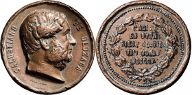 s/d (1868). Isabel II. A Salustiano de Olozaga, político y abogado. (RAH. 668) (Ruiz Trapero 770) (V. 826) (V.Q. 14375). Marca en canto: Abeja - CUIVR...
