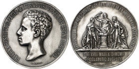 1902. Alfonso XIII. Madrid. Jura de la Constitución. (RAH. 739) (V. 596). Grabador: B. Maura. En estuche original de 90x90 mm. Limpiada. Plata. 109,52...