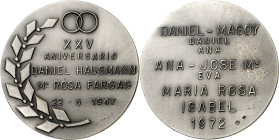 1972. XXV Aniversario (Bodas de Plata): Daniel Husmann - Mª Rosa Fargas. Plata. 51,68 g. S/C-.