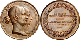 Francia. 1840. Isabel II. Visita de María Cristina a la Casa de Moneda de París. (Collignon 1191) (Ruiz Trapero 622) (V. 369). Grabador: J. J. Barré. ...