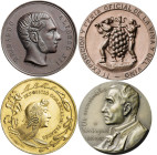 Lote de 4 medallas, una de Alfonso XII. A examinar. EBC-/EBC+.