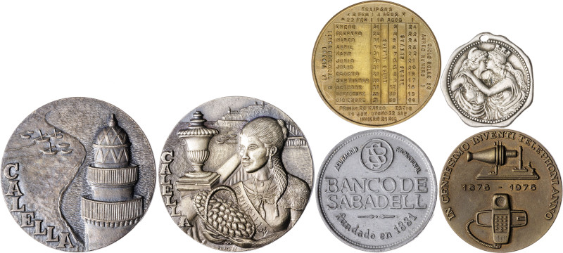 Lote de 6 medallas de temática distinta, se incluye una medalla/Almanaque de 188...