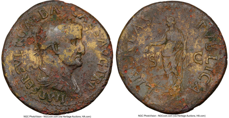 Galba (AD 68-69). AE sestertius (34mm, 25.05 gm, 7h). NGC VF 5/5 - 1/5. Rome. IM...