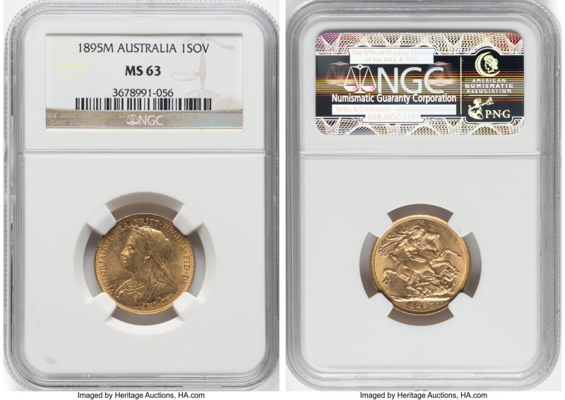 Victoria gold Sovereign 1895-M MS63 NGC, Melbourne mint, KM13, S-3875. HID098012...