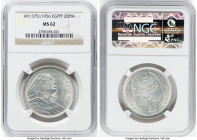 Republic 4-Piece Lot of Certified Assorted Issues NGC, 1) 20 Piastres AH 1375 (1956) - MS62, Cairo mint, KM384 2) 10 Piastres AH 1376 (1957) - UNC Det...