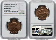 Republic bronze Essai 10 Centimes 1898 MS64+ Red NGC, KM-EA38, Maz-2177. Only one graded higher at NGC. HID09801242017 © 2023 Heritage Auctions | All ...