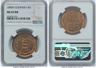 Republic Pair of Certified Assorted Multiple Doubles NGC, 1) 8 Doubles 1885-H - MS65 Red and Brown, Heaton mint, KM7 2) 2 Doubles 1868 - MS63 Red and ...