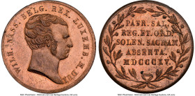 Wilhelm von Nassau bronze Medal MDCCCXV (1815)-Dated MS64 Red and Brown NGC, 23mm. By Van de Goor. WILH NASS BELG REX LUXEMB M DUX Bare head right / 5...